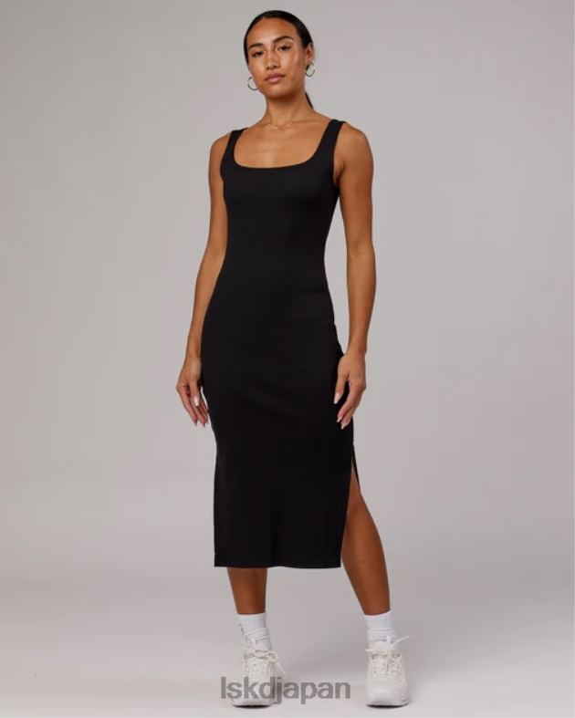 ava リブタンクドレス - ブラック LSKD 女性 衣服 082HP504