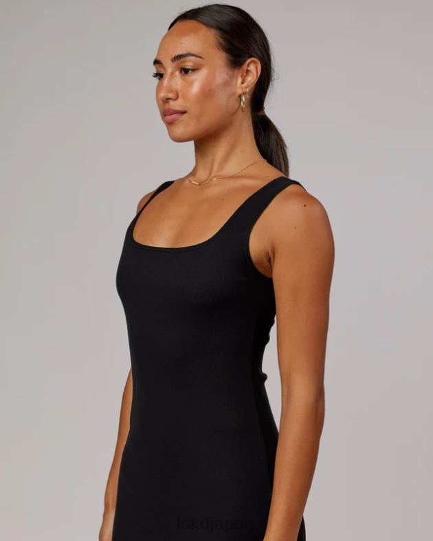 ava リブタンクドレス - ブラック LSKD 女性 衣服 082HP504