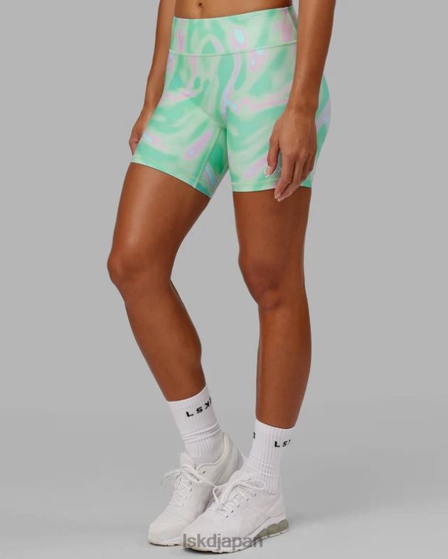 rxd ミッドレングス バイク ショート - ユーフォリア プリント ティール LSKD 女性 衣服 082HP641