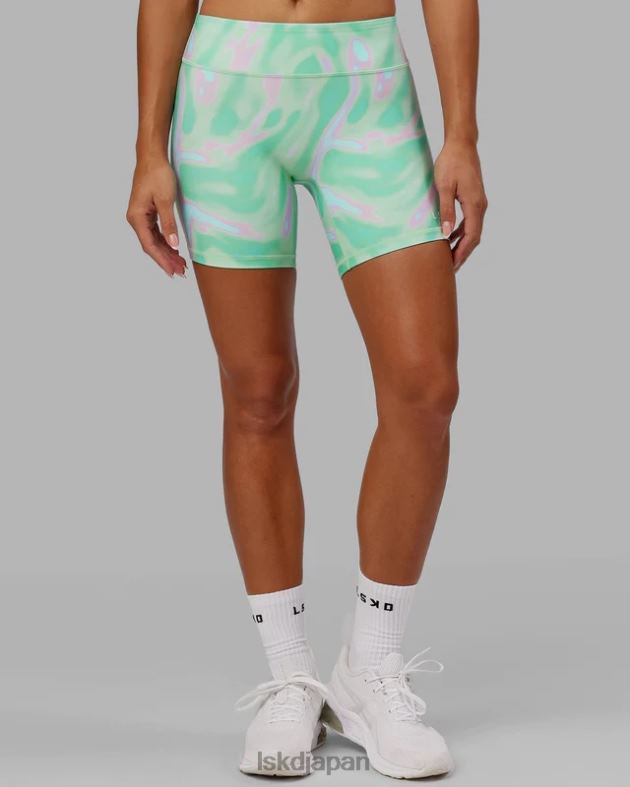 rxd ミッドレングス バイク ショート - ユーフォリア プリント ティール LSKD 女性 衣服 082HP641