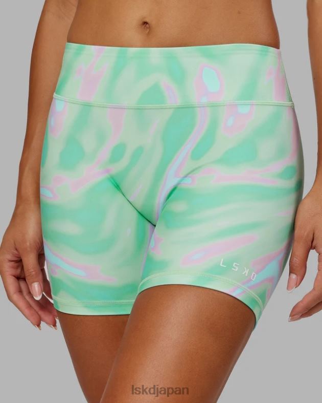 rxd ミッドレングス バイク ショート - ユーフォリア プリント ティール LSKD 女性 衣服 082HP641