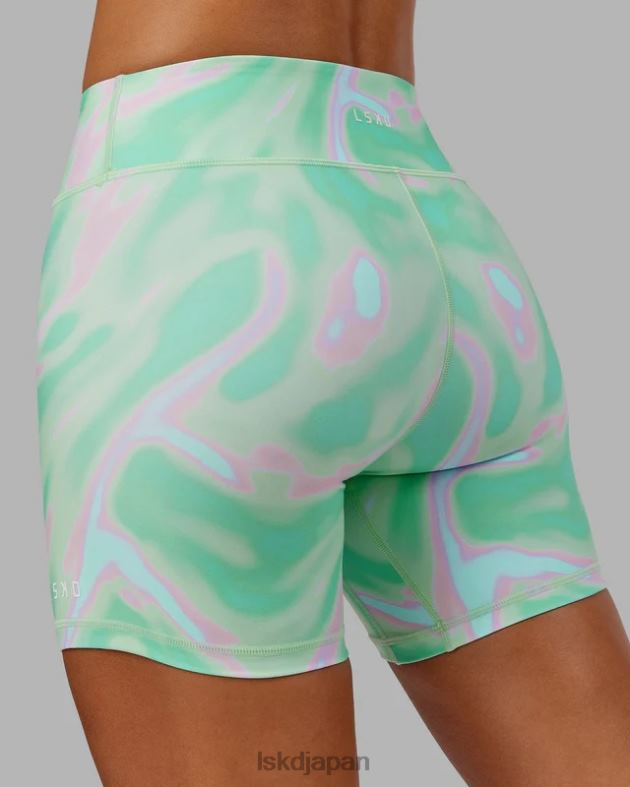rxd ミッドレングス バイク ショート - ユーフォリア プリント ティール LSKD 女性 衣服 082HP641
