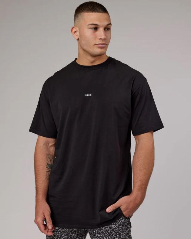 ファンダメンタルズ FLXコットン T シャツ延縄オーバーサイズ - ブラック LSKD 男性 衣服 082HP232