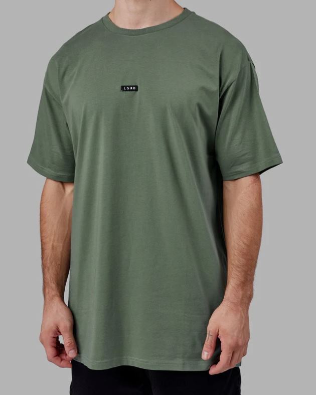 ファンダメンタルズ FLXコットン T シャツ延縄オーバーサイズ - ダークフォレスト LSKD 男性 衣服 082HP246