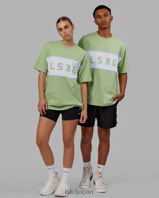 整列ヘビーウェイト ティー オーバーサイズ - 緑のイチジク LSKD ユニセックス 衣服 082HP248