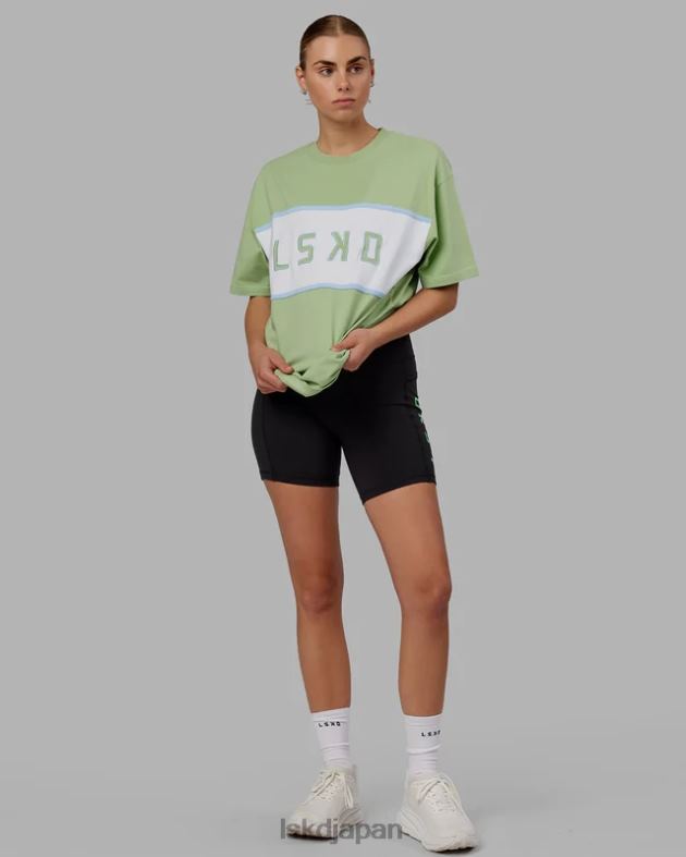 整列ヘビーウェイト ティー オーバーサイズ - 緑のイチジク LSKD ユニセックス 衣服 082HP248