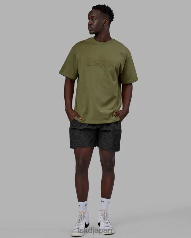 スタンプ付きヘビーウェイト T シャツ オーバーサイズ - モスストーン LSKD ユニセックス 衣服 082HP219