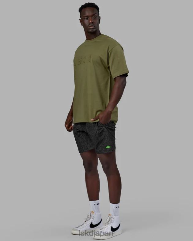 スタンプ付きヘビーウェイト T シャツ オーバーサイズ - モスストーン LSKD ユニセックス 衣服 082HP219