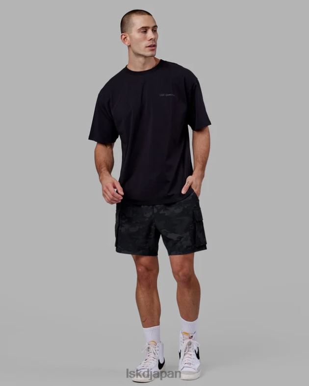 モーション フレックスコットン T シャツ オーバーサイズ - ブラックブラック LSKD ユニセックス 衣服 082HP249