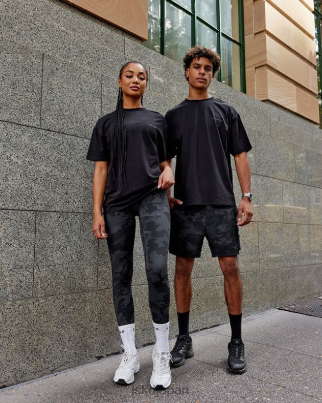 モーション フレックスコットン T シャツ オーバーサイズ - ブラックブラック LSKD ユニセックス 衣服 082HP249