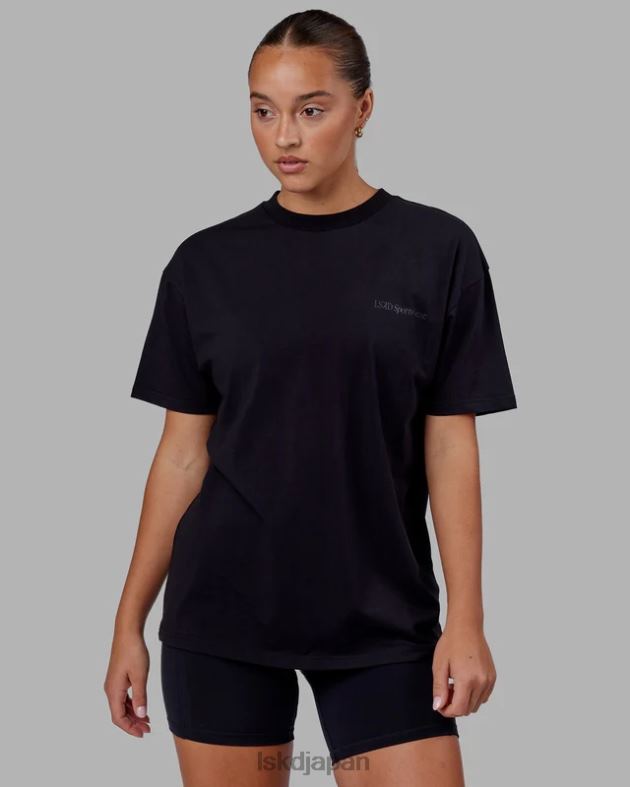 モーション フレックスコットン T シャツ オーバーサイズ - ブラックブラック LSKD ユニセックス 衣服 082HP249