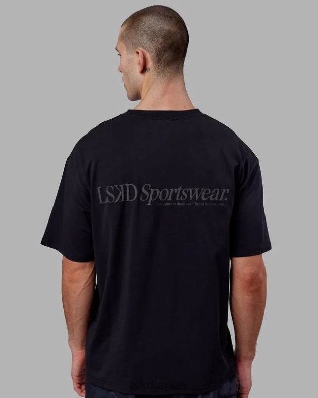 モーション フレックスコットン T シャツ オーバーサイズ - ブラックブラック LSKD ユニセックス 衣服 082HP249