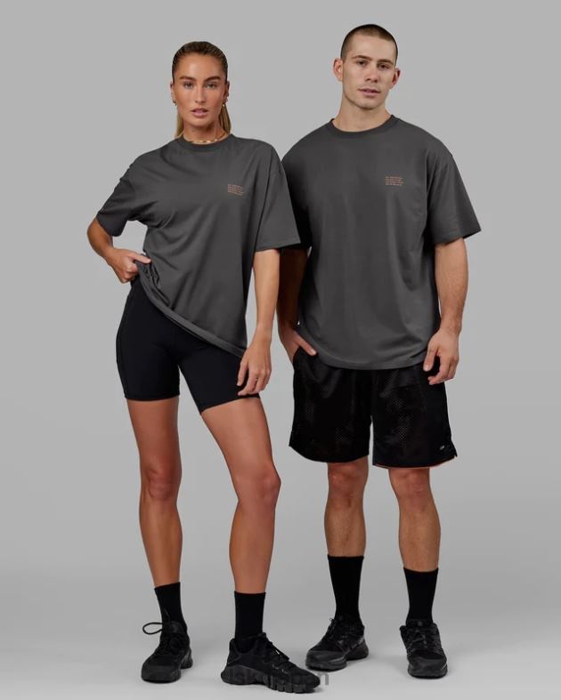 フォート フレックスコットン T シャツ オーバーサイズ - アスファルトタンジェリン LSKD ユニセックス 衣服 082HP259