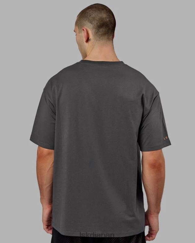 フォート フレックスコットン T シャツ オーバーサイズ - アスファルトタンジェリン LSKD ユニセックス 衣服 082HP259