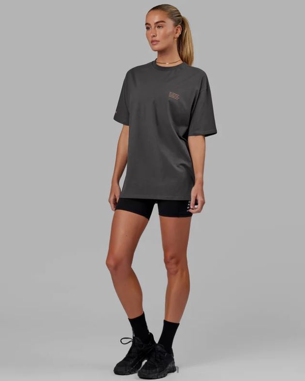 フォート フレックスコットン T シャツ オーバーサイズ - アスファルトタンジェリン LSKD ユニセックス 衣服 082HP259