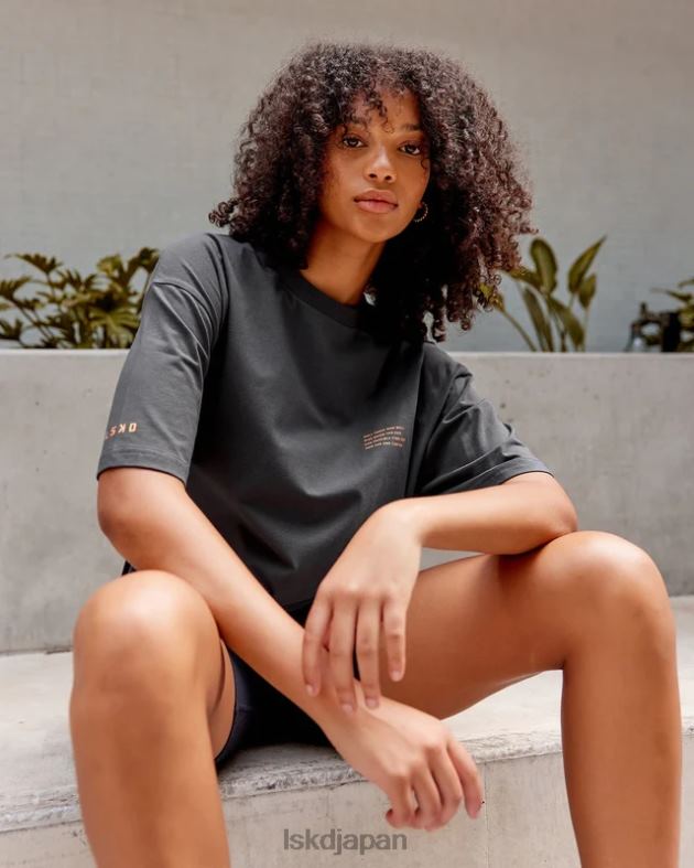 フォート フレックスコットン T シャツ オーバーサイズ - アスファルトタンジェリン LSKD ユニセックス 衣服 082HP259