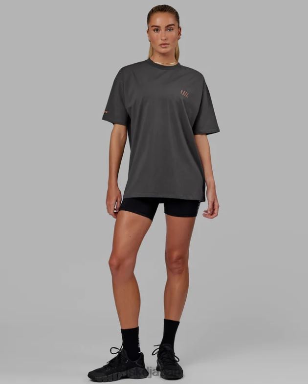 フォート フレックスコットン T シャツ オーバーサイズ - アスファルトタンジェリン LSKD ユニセックス 衣服 082HP259