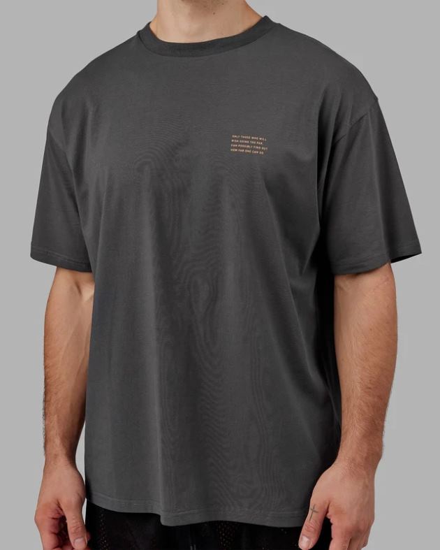 フォート フレックスコットン T シャツ オーバーサイズ - アスファルトタンジェリン LSKD ユニセックス 衣服 082HP259