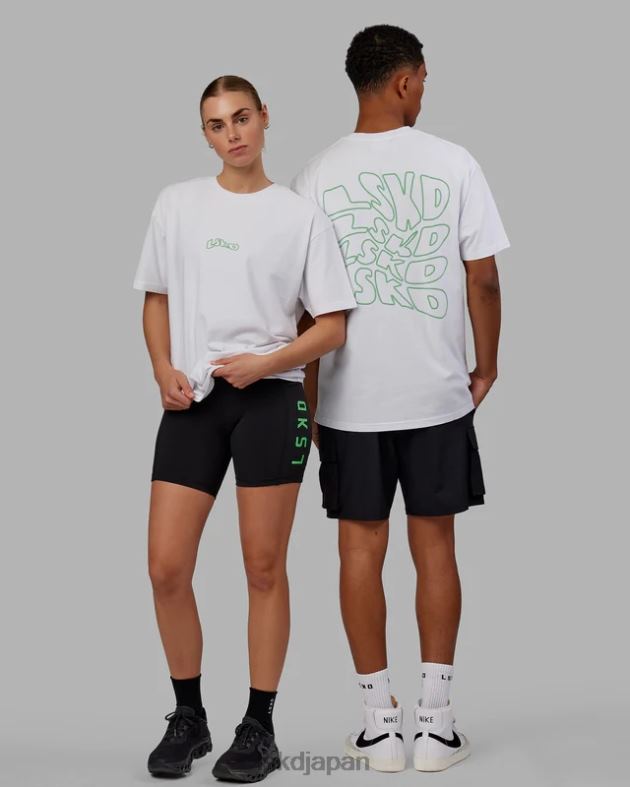 マッドハッピー ヘビーウェイト T シャツ オーバーサイズ - ホワイト LSKD ユニセックス 衣服 082HP262