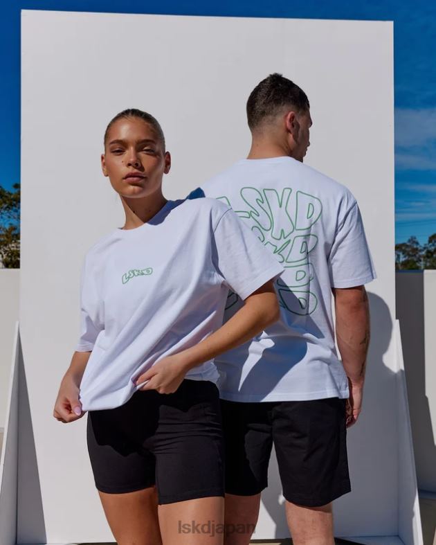 マッドハッピー ヘビーウェイト T シャツ オーバーサイズ - ホワイト LSKD ユニセックス 衣服 082HP262