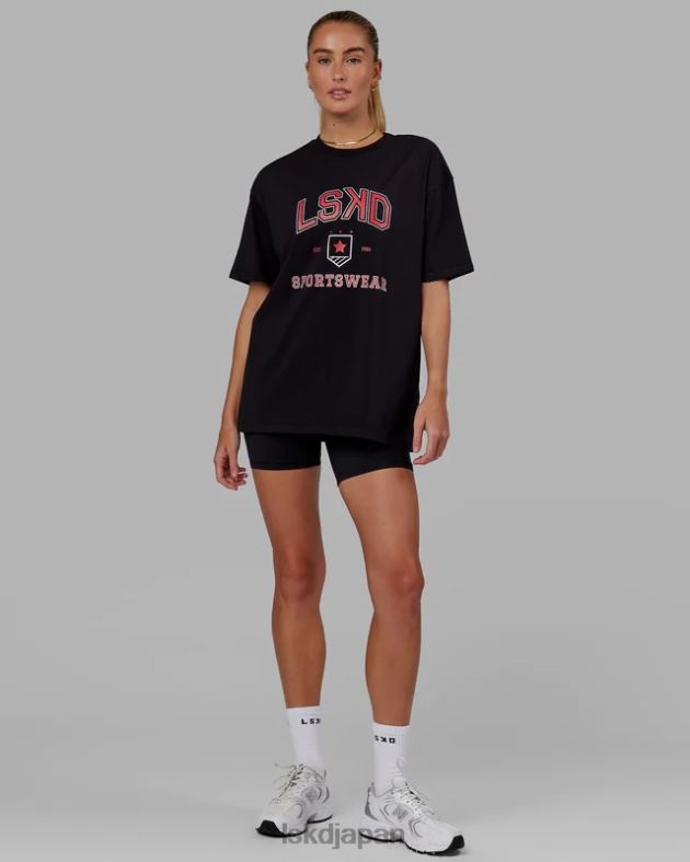 スポーツ部オーバーサイズ T シャツ - ブラックレッド LSKD ユニセックス 衣服 082HP275