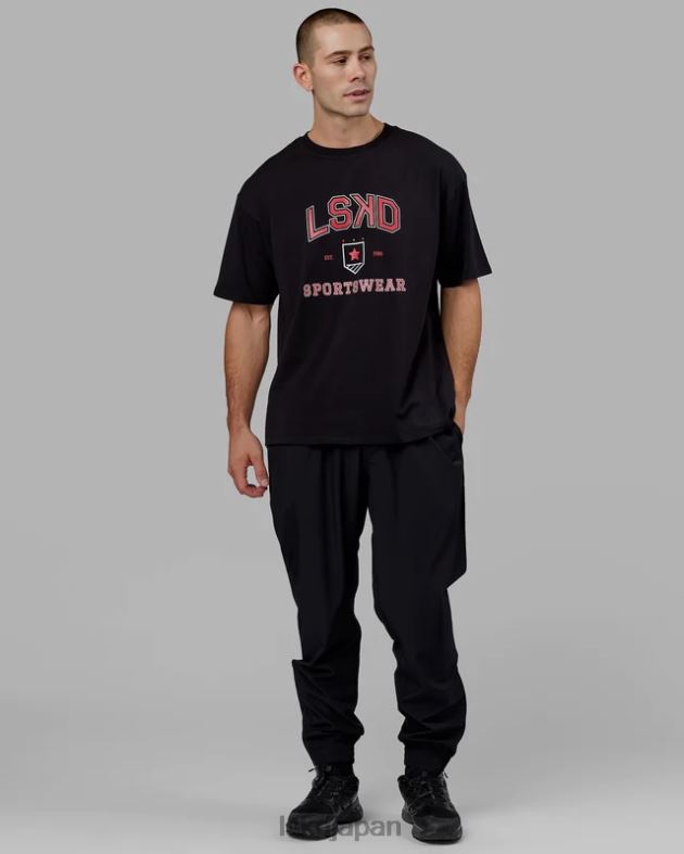 スポーツ部オーバーサイズ T シャツ - ブラックレッド LSKD ユニセックス 衣服 082HP275