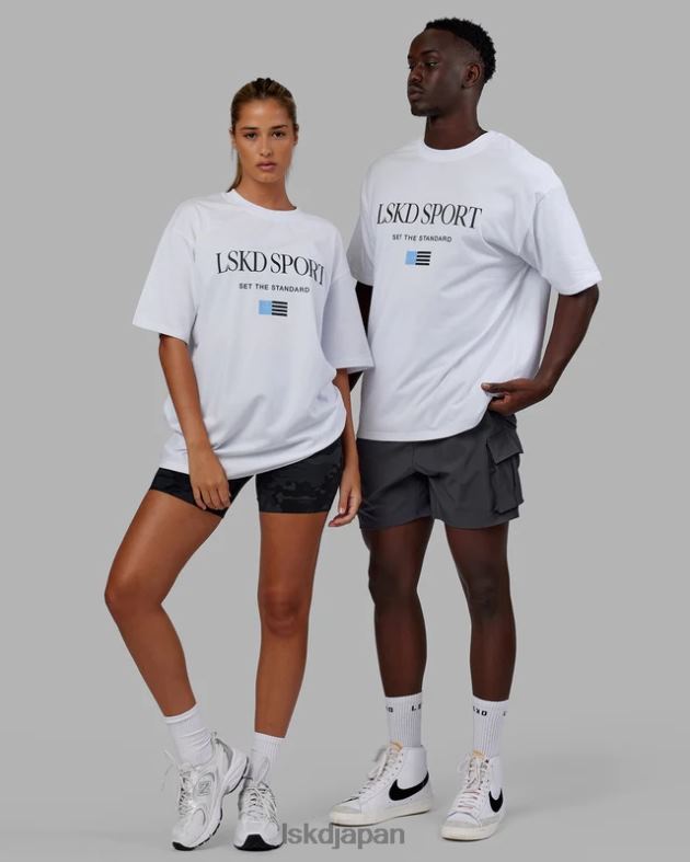 フラッグ ヘビーウェイト T シャツ オーバーサイズ - ホワイト LSKD ユニセックス 衣服 082HP299