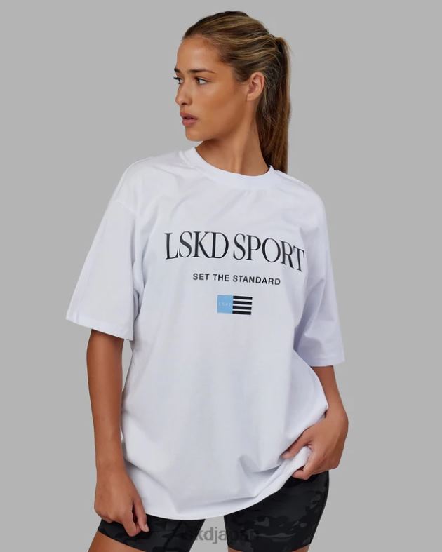 フラッグ ヘビーウェイト T シャツ オーバーサイズ - ホワイト LSKD ユニセックス 衣服 082HP299