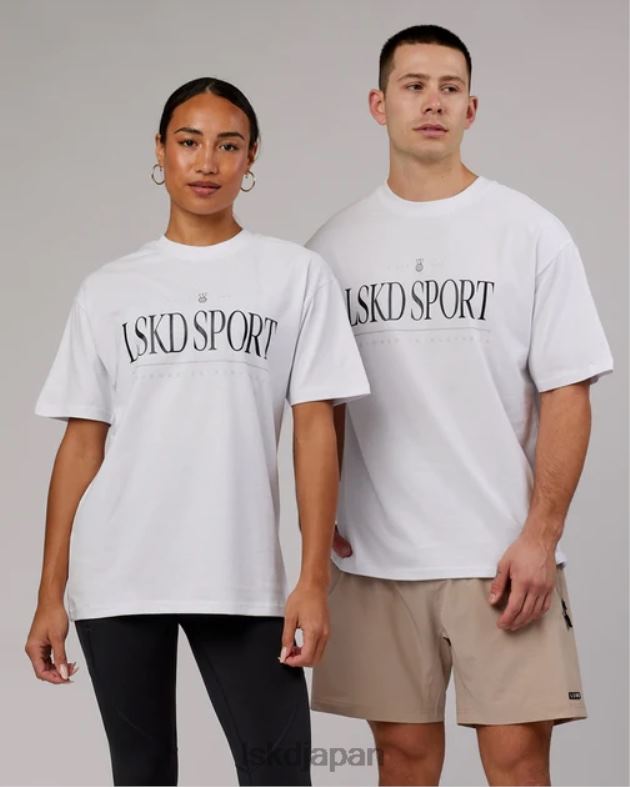 ヘリテージ ヘビーウェイト T シャツ オーバーサイズ - ホワイト-ブラック-オーク LSKD ユニセックス 衣服 082HP305