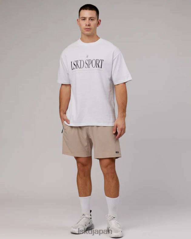 ヘリテージ ヘビーウェイト T シャツ オーバーサイズ - ホワイト-ブラック-オーク LSKD ユニセックス 衣服 082HP305