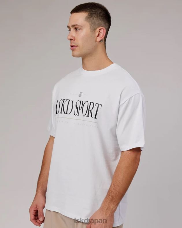 ヘリテージ ヘビーウェイト T シャツ オーバーサイズ - ホワイト-ブラック-オーク LSKD ユニセックス 衣服 082HP305