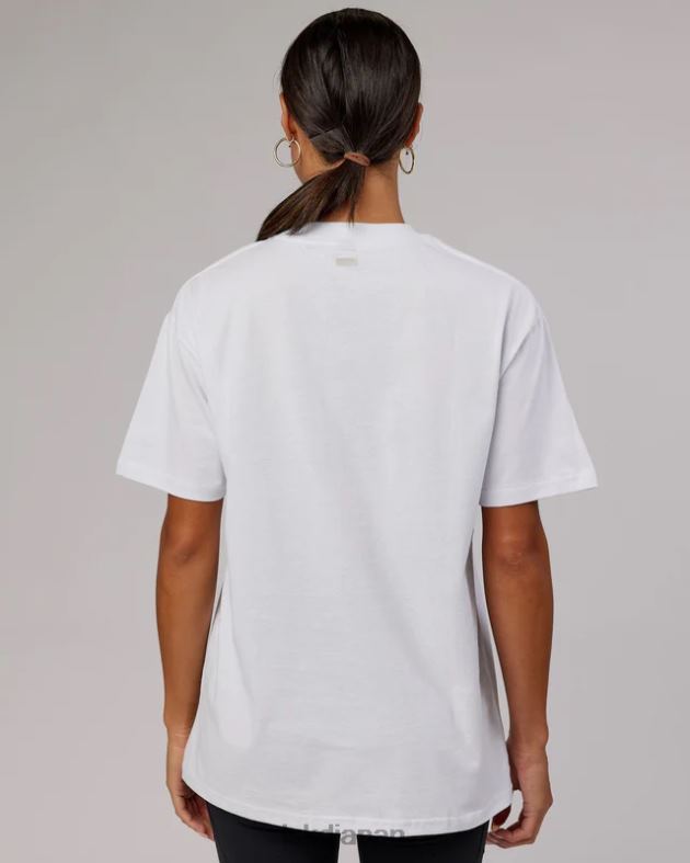 ヘリテージ ヘビーウェイト T シャツ オーバーサイズ - ホワイト-ブラック-オーク LSKD ユニセックス 衣服 082HP305