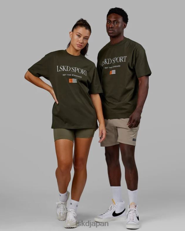 フラッグヘビーウェイトTシャツオーバーサイズ - 森の夜 LSKD ユニセックス 衣服 082HP318