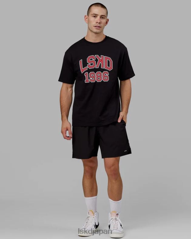 同窓生ヘビーウェイト T シャツ オーバーサイズ - ブラックレッド LSKD ユニセックス 衣服 082HP329