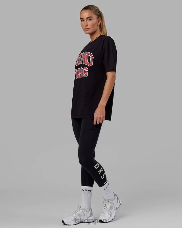 同窓生ヘビーウェイト T シャツ オーバーサイズ - ブラックレッド LSKD ユニセックス 衣服 082HP329