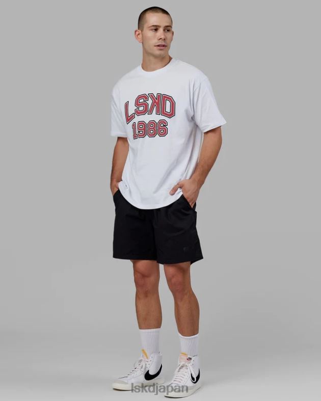 同窓会ヘビーウェイト T シャツ オーバーサイズ - ホワイトレッド LSKD ユニセックス 衣服 082HP330