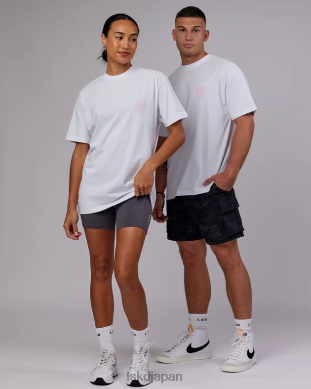 グッドタイムズ ヘビーウェイト T シャツ オーバーサイズ - ホワイトペタルピンク LSKD ユニセックス 衣服 082HP331