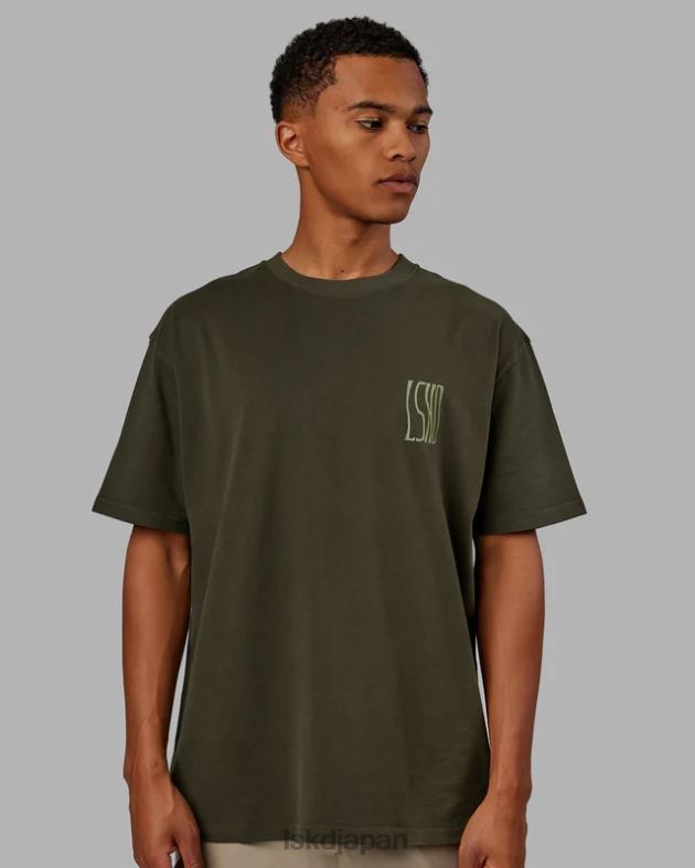 ウェーブのかかったヘビーウェイト T シャツ オーバーサイズ - 森の夜 LSKD 男性 衣服 082HP916
