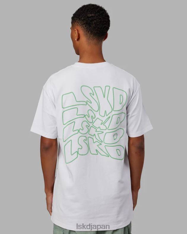 マッドハッピー ヘビーウェイト延縄 T シャツ オーバーサイズ - ホワイト LSKD 男性 衣服 082HP964