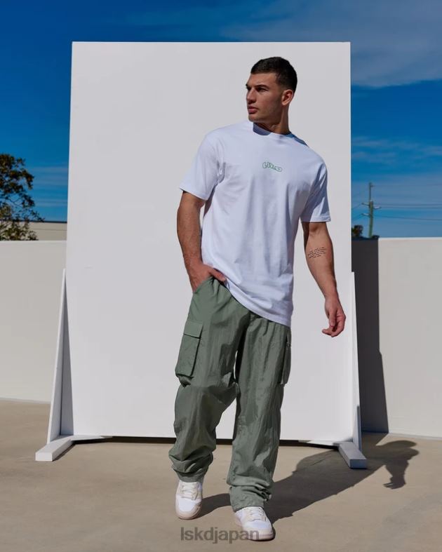 マッドハッピー ヘビーウェイト延縄 T シャツ オーバーサイズ - ホワイト LSKD 男性 衣服 082HP964