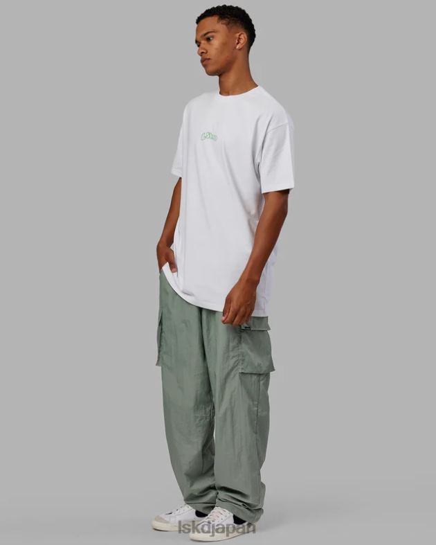 マッドハッピー ヘビーウェイト延縄 T シャツ オーバーサイズ - ホワイト LSKD 男性 衣服 082HP964