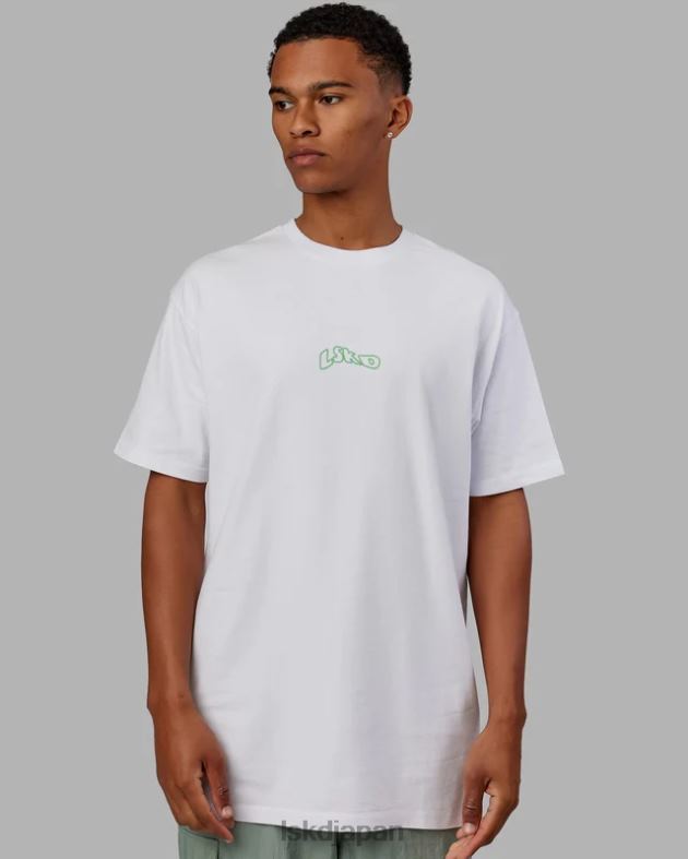 マッドハッピー ヘビーウェイト延縄 T シャツ オーバーサイズ - ホワイト LSKD 男性 衣服 082HP964