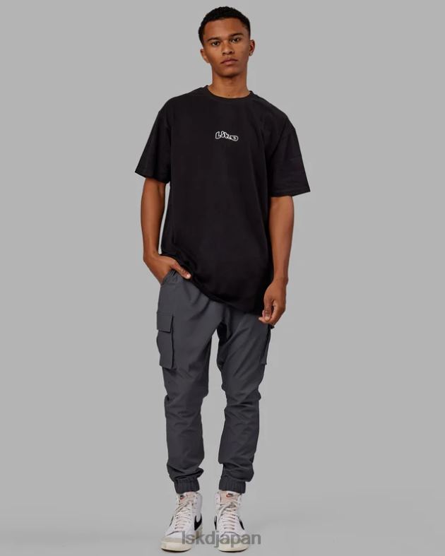 マッドハッピー ヘビーウェイト延縄 T シャツ オーバーサイズ - ブラック LSKD 男性 衣服 082HP966