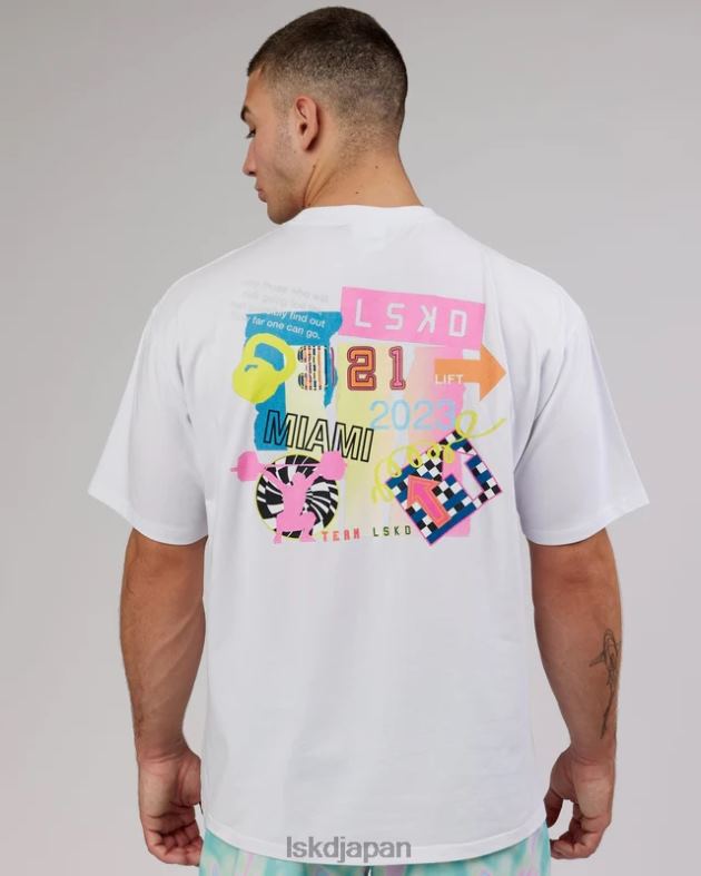 miami23 FLXコットン T シャツ オーバーサイズ - ホワイト LSKD ユニセックス 衣服 082HP295