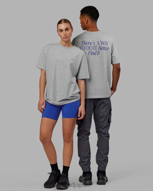 vs4 FLXコットン T シャツ オーバーサイズ - ライトグレー マールパワー コバルト LSKD ユニセックス 衣服 082HP255