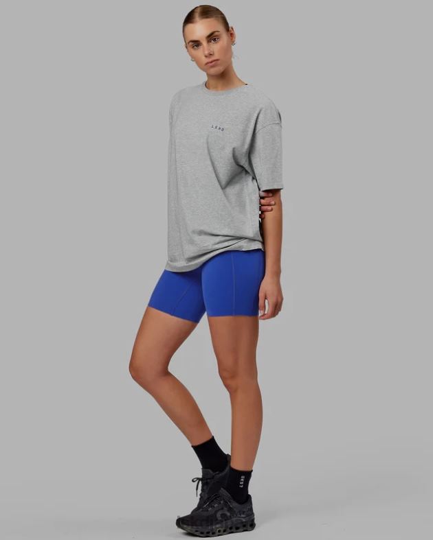 vs4 FLXコットン T シャツ オーバーサイズ - ライトグレー マールパワー コバルト LSKD ユニセックス 衣服 082HP255