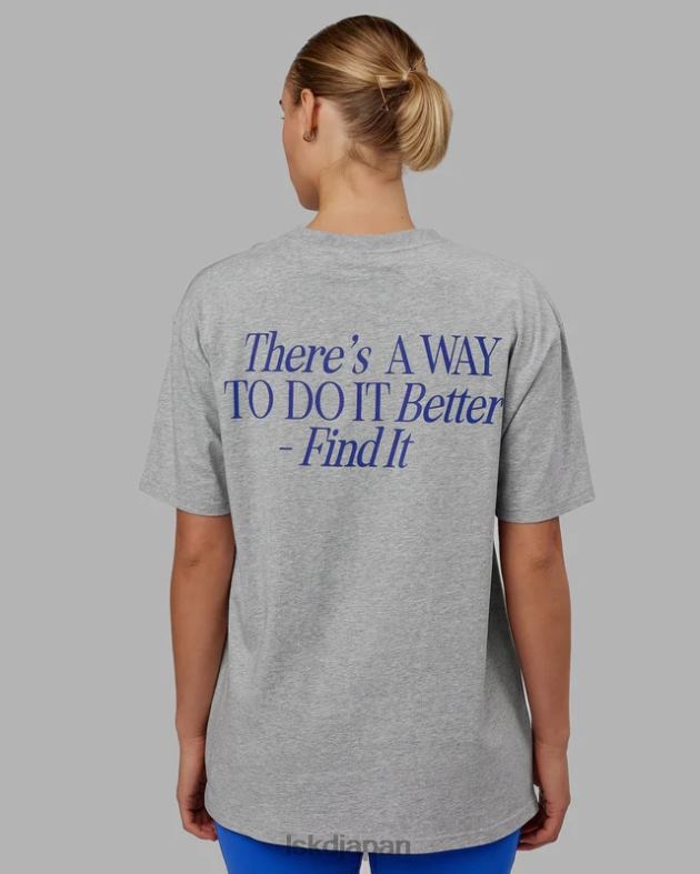 vs4 FLXコットン T シャツ オーバーサイズ - ライトグレー マールパワー コバルト LSKD ユニセックス 衣服 082HP255