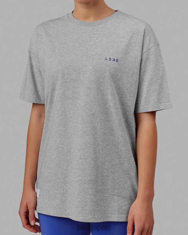 vs4 FLXコットン T シャツ オーバーサイズ - ライトグレー マールパワー コバルト LSKD ユニセックス 衣服 082HP255
